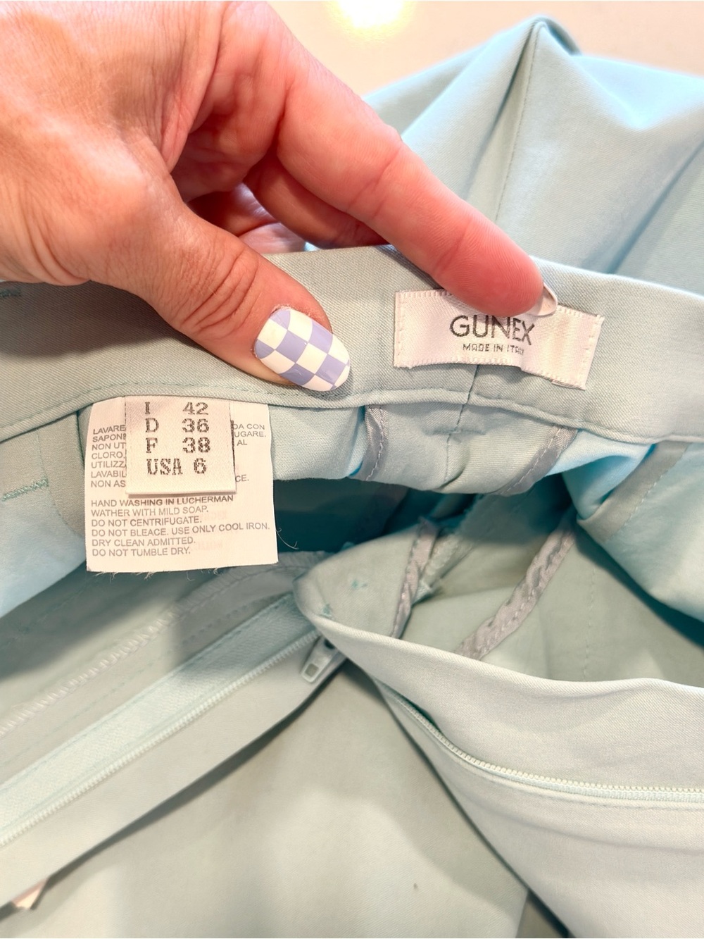 NWT Gunex Tailored Trousers Size 6 Light Blue Italian Made Designer PremiumTrend - Picture 3 of 7